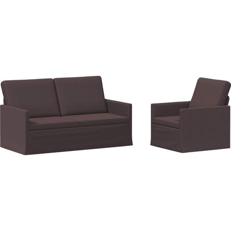 Sofa Set 2 pcs Dark Brown Fabric vidaXL (1/5)