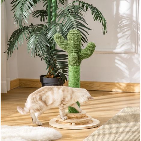 Tiragraffi per gatti in sisal e legno verde per graffiare, giocare e riposare 32 x 32 x 60 cm (1/5)