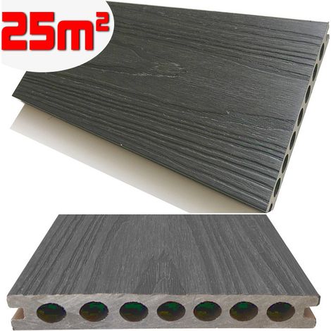 Listone WPC 3D SUPRAM HD 25m² co-estruso per pavimentazione decking colore Grigio effetto legno 138x2200mm spessore 22mm (1/5)