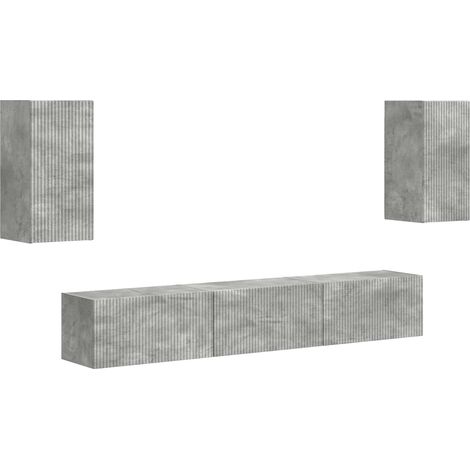 Set mobile TV 5 pcs Grigio cemento Legno multistrato vidaXL