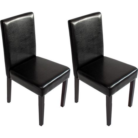 Lot de 2 chaises de salle à manger synthétique noir pieds foncés CDS04046 (1/3)