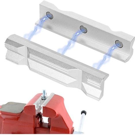 Lot de 2 mâchoires de protection pour étau (125 mm), mâchoires de protection en alliage d'aluminium, convient pour établi d'atelier, ajustement précis – Universel pour étau de 5" (1/5)