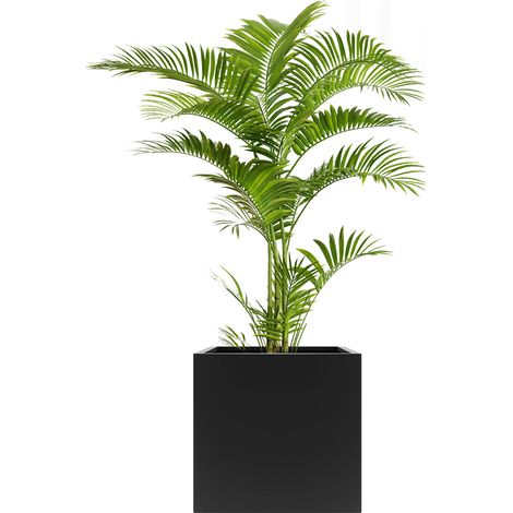 Jardinière cubique d'intérieur et d'extérieur, Pot de fleurs en métal, Boîte à Plantes pour balcon, jardin, et terrasse, 50x50x50 cm, Noir (1/5)