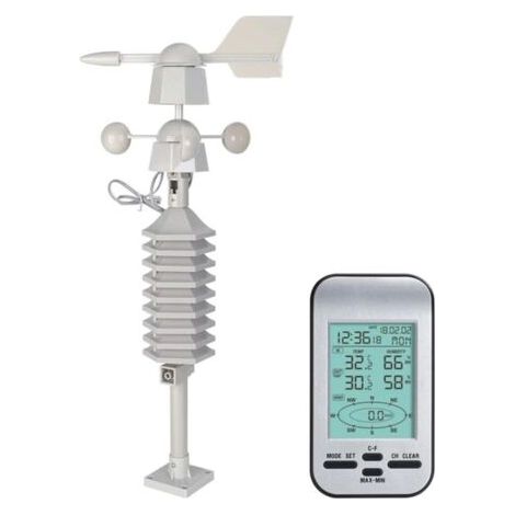 Station météo numérique sans fil 433 MHz sans fil/anémomètre, compteur météo compact sans fil fiable avec anémomètre (1/5)