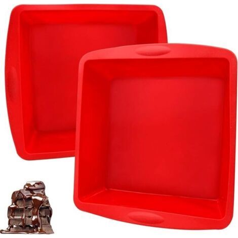 Molde cuadrado de silicona de 2 piezas, apto para pasteles, panes y hamburguesas (19,5 × 18 × 5,5 cm) - Crezuo