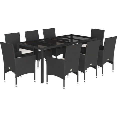 Maison Exclusive - Set da Pranzo da Giardino 9 pz con Cuscini Polyrattan e Vetro (1/5)