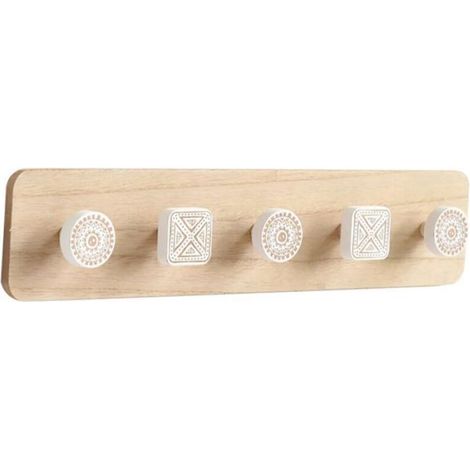 Porte-manteau mural en bois de style nordique avec crochet adhsif pour suspendre serviettes et chapeaux pour chambre Label (1/4)