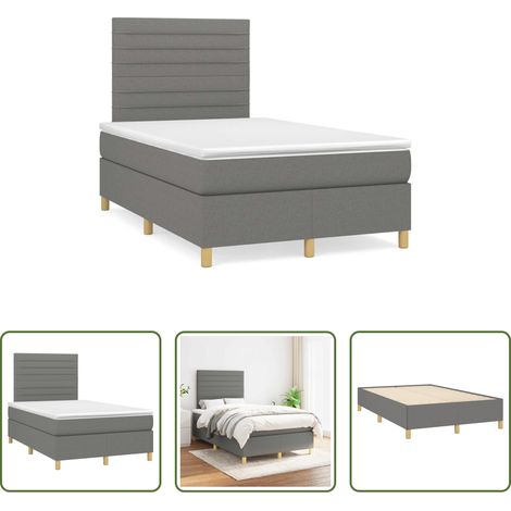 Matratze -  Boxspringbett mit Matratze Dunkelgrau 120x190 cm Stoff (1/5)