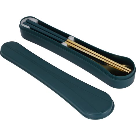 Ensemble de couverts en acier inoxydable 304 pour camping et voyage, cuillère et baguettes avec boîte de rangement