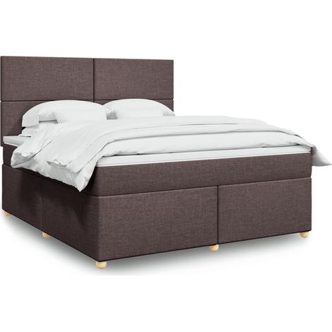 vidaXL Sommier à lattes de lit avec matelas Marron foncé 180x200 cm (1/5)