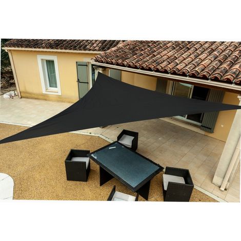 Voile d'ombrage grise en polyester triangulaire 5m