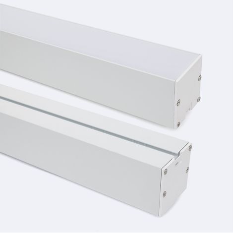 Aluminiumprofil Hängend XL 50x50 für LED Streifen bis 45 mm mit durchgehender Abdeckung Weiß 2 m Weiß transluzent