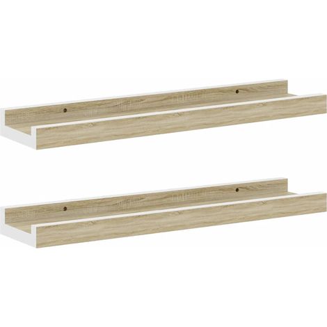 Estantes de pared 2 unidades blanco y roble Sonoma 40x9x3 cm vidaXL