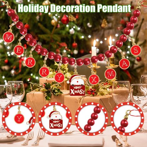 Guirlande De Perles De Noël - Guirlande En Émail Vintage Pour Décoration De Sapin Et Intérieur - Longueur 20 cm - 1 Pièce (1/5)