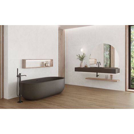 Sète – Baldosa porcelánica efecto cemento · interior - Blanco - 60x120 cm Pulido - Caja (1/5)