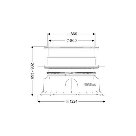 -Schachtmodul LW 1000 Bodenplatte Zugang LW 800, 653-902 mm, Klasse L 15