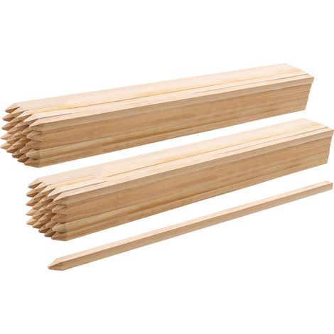Mophorn Postes de Madera para Valla de Jardín, 50 Unidades, Medidas de 19,05 x 19,05 x 914,4 mm con Púas, Ideales para Cercas de Sedimentos, Delimitación de Patios y Líneas de Base (1/5)