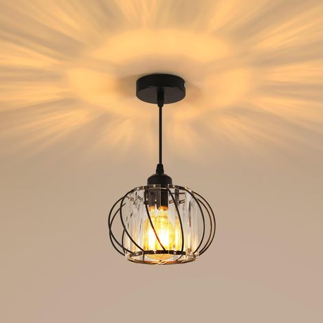 Suspension Luminaires en Cristal, E27 Plafonnier Moderne Noir (1/5)