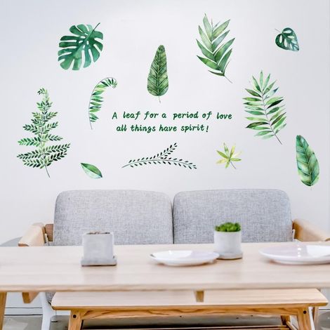 Stickers muraux végétaux à motifs de feuilles pour chambre, fond d'écran TV, papier peint décoratif (1/5)
