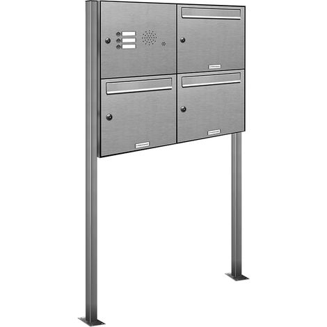 3er V2A Edelstahl Briefkasten Standanlage Freistehend mit Klingel (1/5)