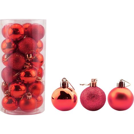 Boule De Noël - 4 cm - En Plastique Incassable - Finition Brillante Mate Ou Pailletée - Pour Arbre De Noël Tableau Ou Décoration Événementielle - Lot De 24 (1/5)