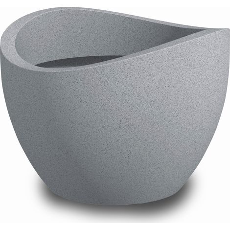 Scheurich Wave Globe 60, Pflanzgefäß/Blumentopf/Pflanzkübel, rund,  aus Kunststoff Farbe: Stony Grey, 59,5 cm Durchmesser, 44,5 cm hoch, 68 l Vol. (1/5)