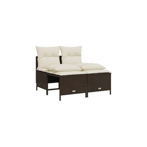 Salon de jardin 4 pcs avec coussins marron résine tressée (1/5)