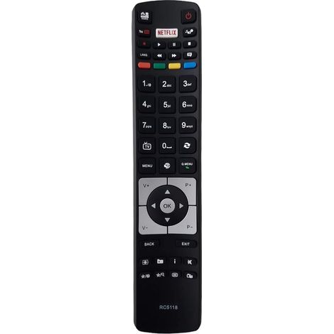 RC5118 Télécommande de remplacement pour Hitachi Smart TV avec clé NETFLIX