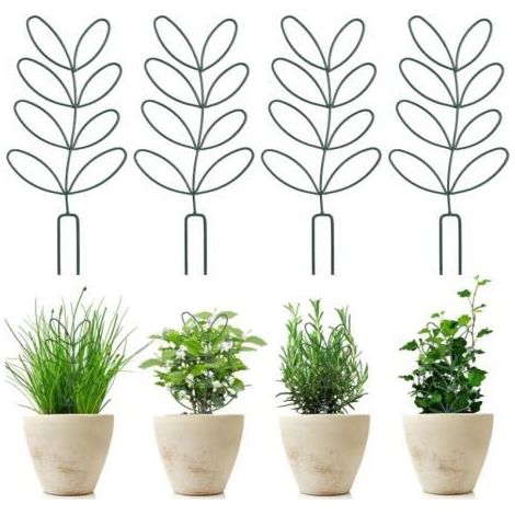 Set aus 4 Metallblatt-Stützen - 32 cm x 15 cm - Ideal für Zimmerpflanzen wie Geldbäume