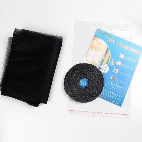 Mosquitera, juego de mosquitera autoadhesiva con cortina de malla ajustable - mosquitera de repuesto para el hogar, color negro. (1/5)