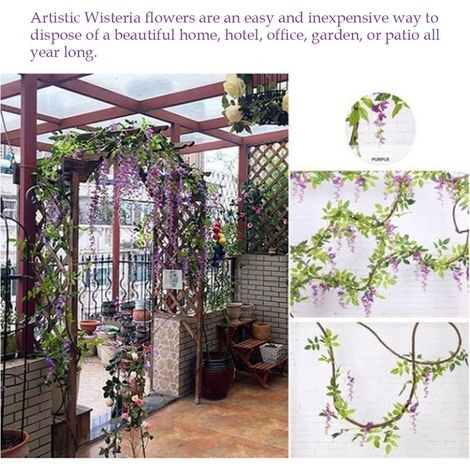 Guirlande de Glycine Artificielle pour Décoration Murale, Arche de Mariage, Jardin et Cérémonie - Décoration Florale Simulée Suspendue (1/5)