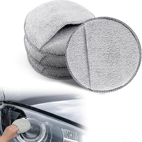 Set mit 4 ultraweichen Mikrofaser-Wachsapplikatoren mit Fingertasche zur Autoreinigung und Feinpolitur (Grau) (1/5)