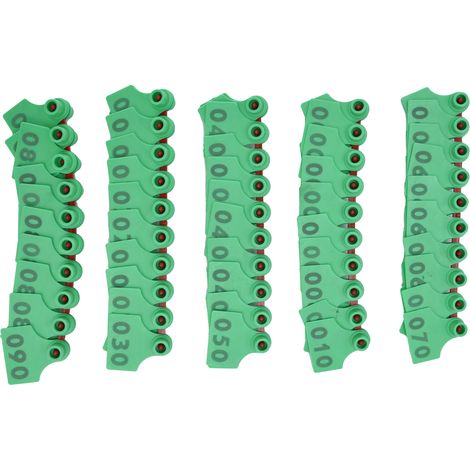 Lot de 100 étiquettes auriculaires en TPU pour porcs et vaches numérotées de 001 à 100 (vert) - Accessoire d'élevage (1/5)