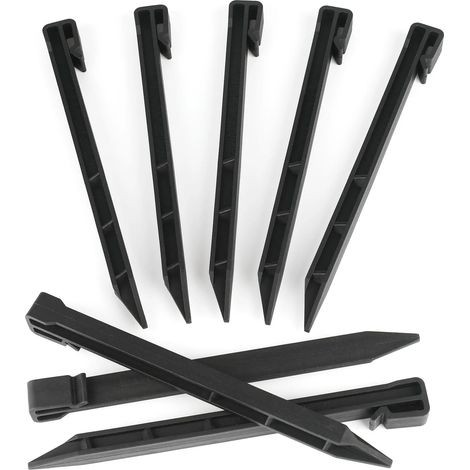 12 pièces piquets de bordure de jardin en plastique noir 10 pouces ancrage au sol pour pelouse et jardin (1/3)
