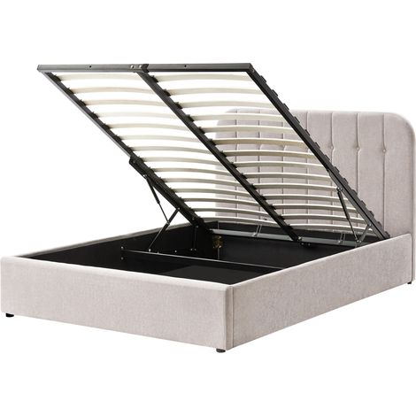 Bett mit Stauraum Chenillegewebe CHALLANS 140 x 200 cm Taupe