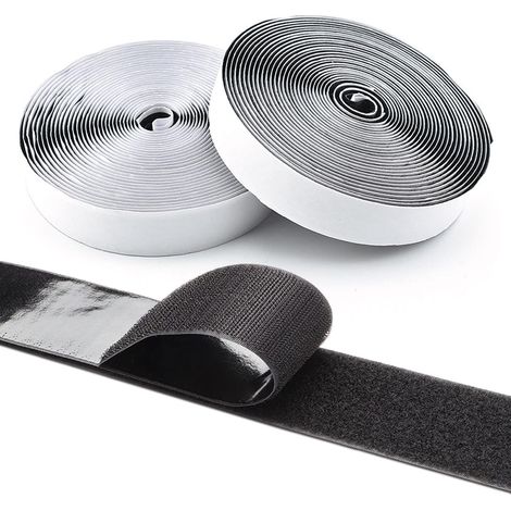 Ruban adhésif auto-agrippant double face, 5 m x 20 mm, bande de fixation résistante à fort pouvoir collant, scratch adhésif amovible pour intérieur, bureau et loisirs créatifs (1/5)