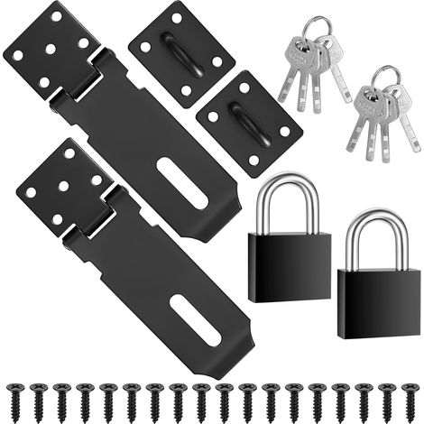 2 Pièces Moraillon de Cadenas, Acier Inoxydable, 90 Degrés, Verrouillage Porte, Jardin, Garage (1/5)