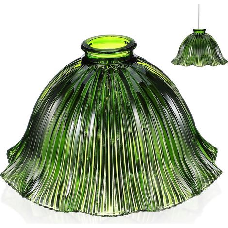 Vintage-Lampenschirm aus grünem Glas, inklusive Ersatzschirm, einfach zu montieren, im Retro-Stil, für Lampen (1/5)