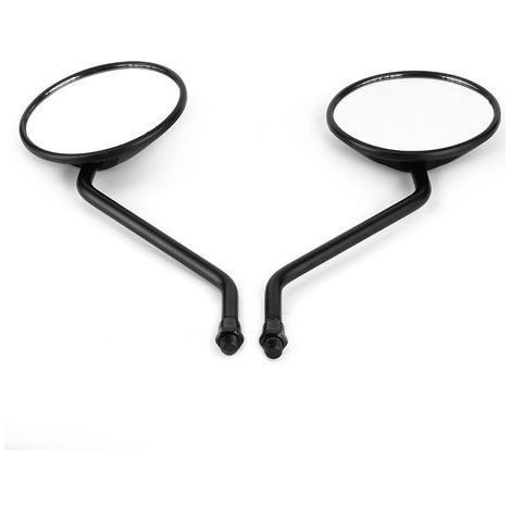 par de espejos retrovisores laterales universales para motocicleta de 10 mm con rosca redondeada negra (1/5)