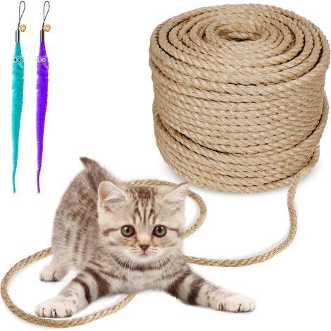 10M Corde Sisal 9MM, 2 Jouets Souris, Accessoire Arbre À Chat, Matériau Naturel, Pour Jardinage Et Décoration (1/5)