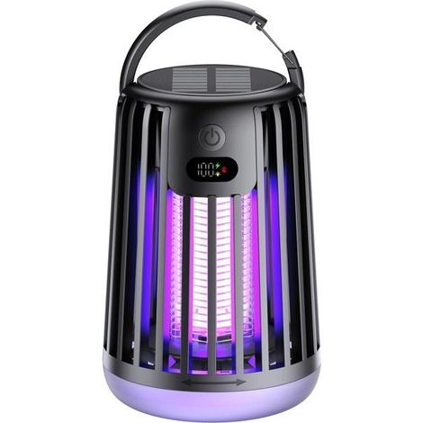 Lampe anti-moustiques solaire noire, lampe anti-moustiques solaire, lampe de camping extérieure, lampe anti-moustiques électrique. (1/4)