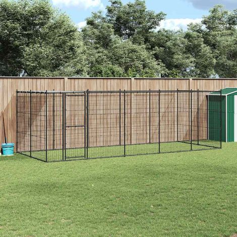 Outdoor-Hundezwinger mit Überdachung Stahl 12,1 m²