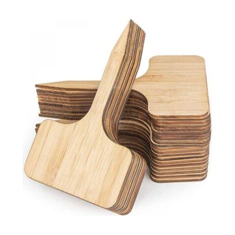 Lot de 50 étiquettes en bambou pour plantes de jardin, 10 x 6 cm, étiquettes durables en forme de T, étiquettes pour potager de jardin, serre, pot de graines, fleurs, herbes (1/5)