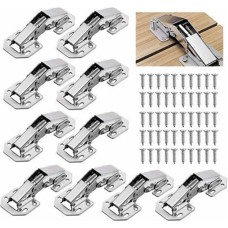 10 bisagras para puertas de armarios, bisagras para puertas de cocina, bisagras para muebles de 3 pulgadas y 90°, bisagras invisibles, tornillos a juego, aptas para puertas de armarios y puertas de ar (1/5)