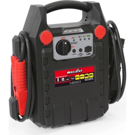 Arrancador de batería para coche Mecafer MB 901 12V 900A pico con lámpara de emergencia y USB 5V 1,1A (1/4)