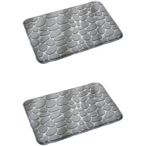 2 Anti-Rutsch Reliefmatten 60x40 cm - Memory Foam - Kieselmotiv (1/4)