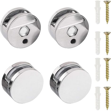 4Pcs Attache Miroir Mural, Support Miroir,Clips Pince de Miroir Lourd,avec Vis et Bouchon de Colle (1/4)