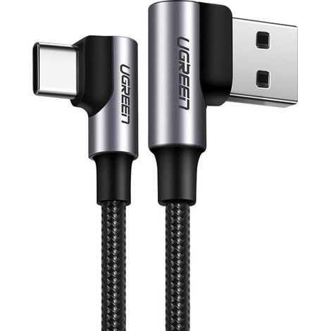CAVO ANGOLARE UGREEN USB - USB C QC3.0 3A 0,5 M GRIGIO US176 20855 (1/5)