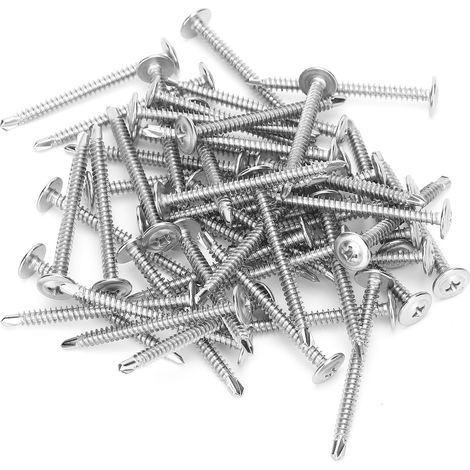 250 vis autotaraudeuses en acier inoxydable 410 M4,2 x 50 mm, à tête cruciforme, antirouille et résistantes à la corrosion. (1/5)