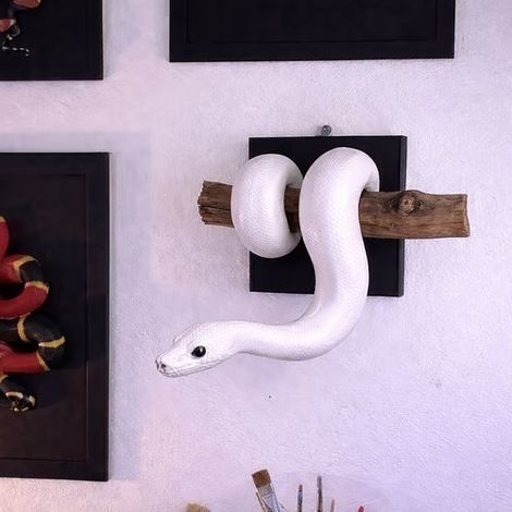 Nouvelle décoration murale Python royal doré - Sculpture murale Python royal doré intéressante - Blanc -